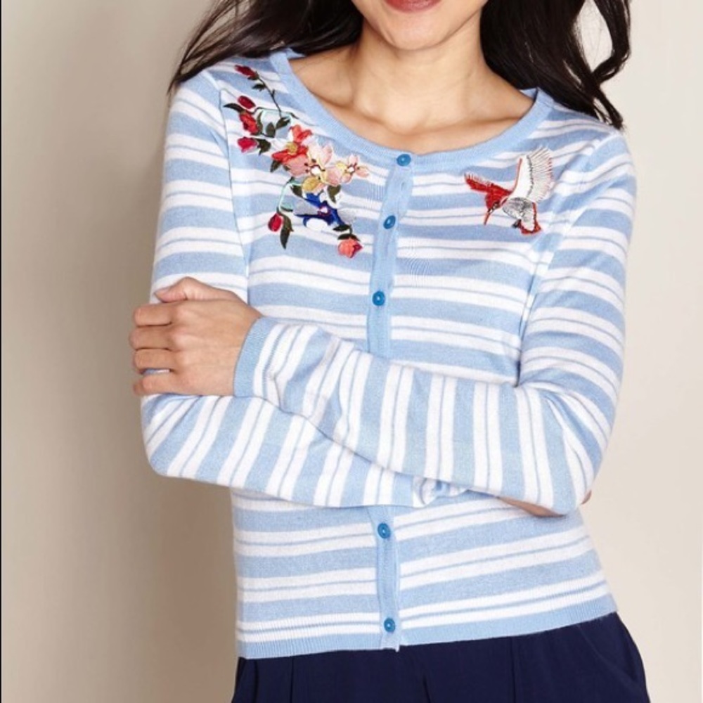 Women's Striped Embroidered Cardi NWT🌺